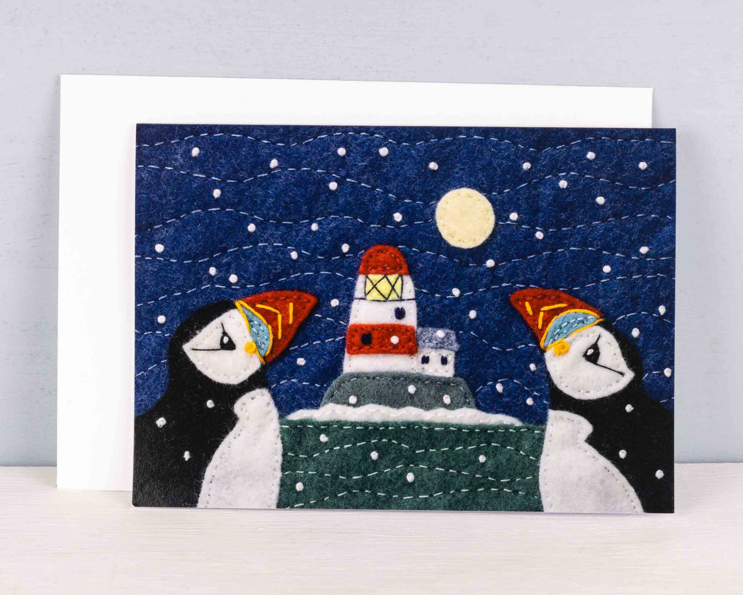 Puffin and Lighthouse Christmas Cards