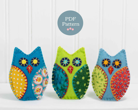 Felt owl ornament PDF sewing pattern