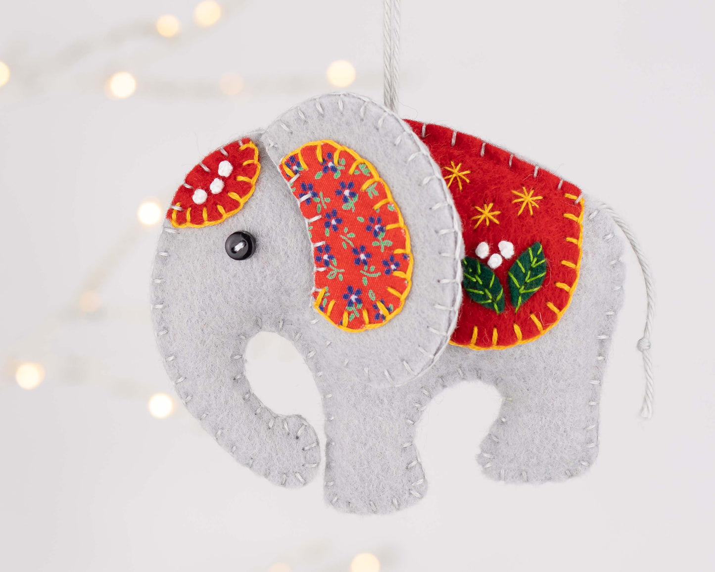 Felt elephant ornament PDF sewing pattern