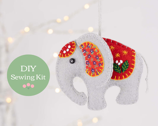 elephant felt ornament kit