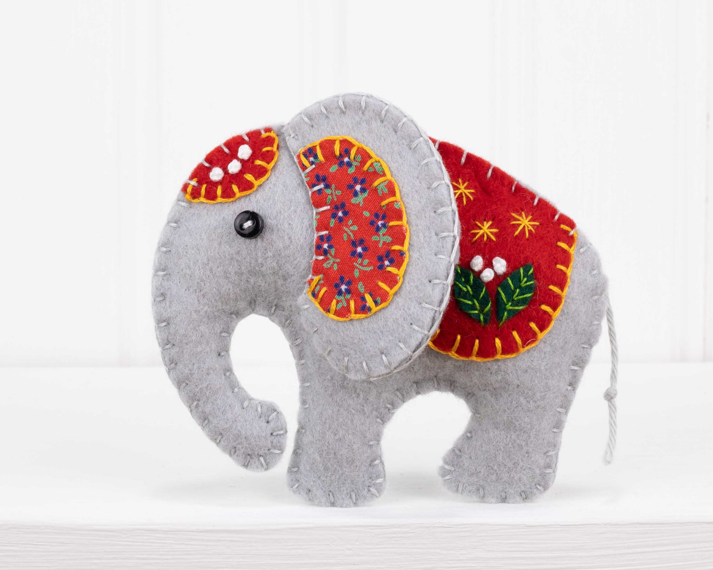 Felt elephant ornament PDF sewing pattern