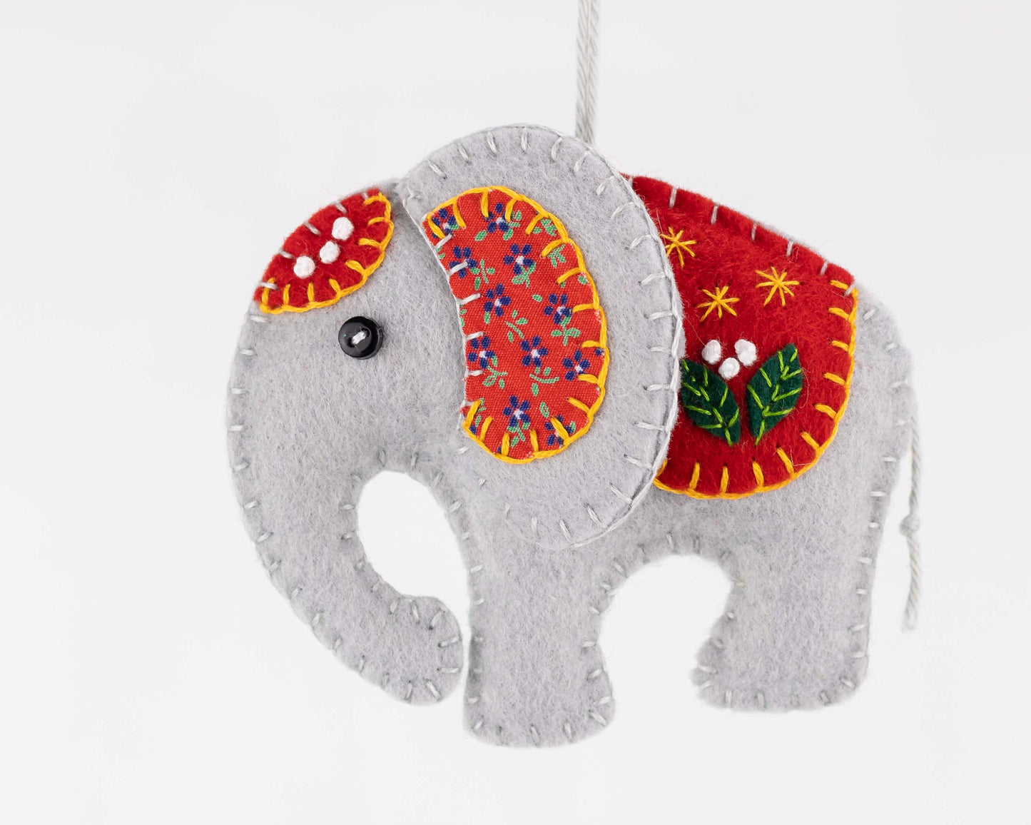 Felt elephant ornament PDF sewing pattern