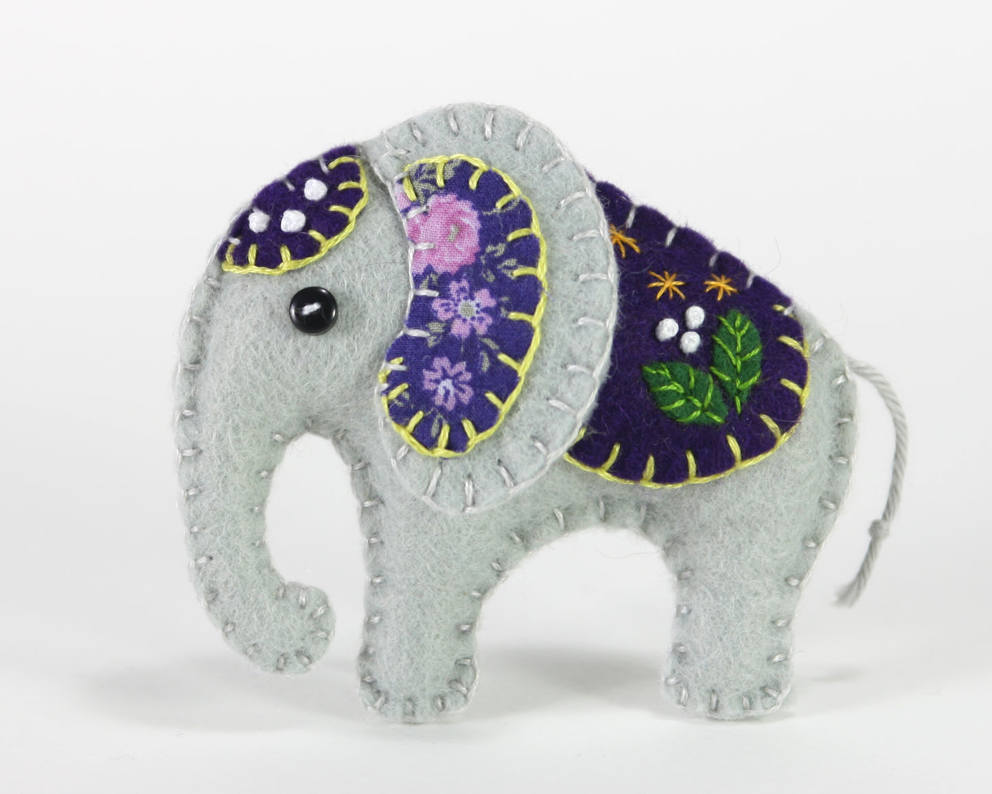 Handmade Felt Elephant Ornament, Elephant Christmas ornament