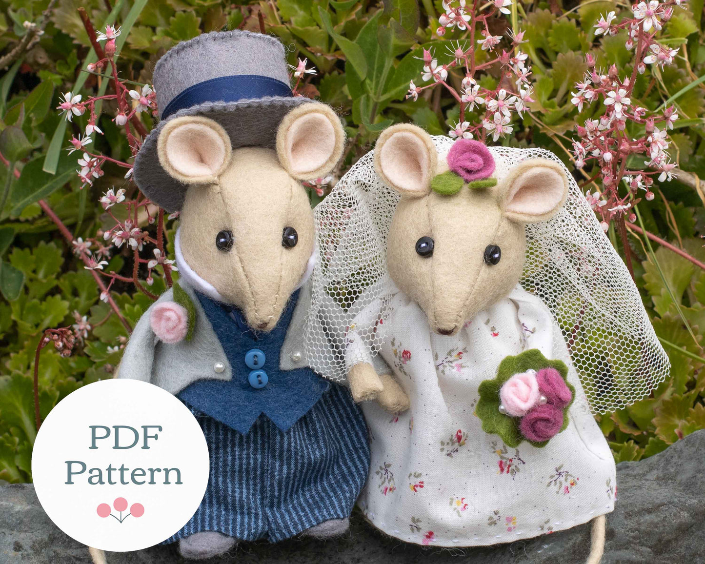 Mice Wedding Cake Topper Sewing Pattern