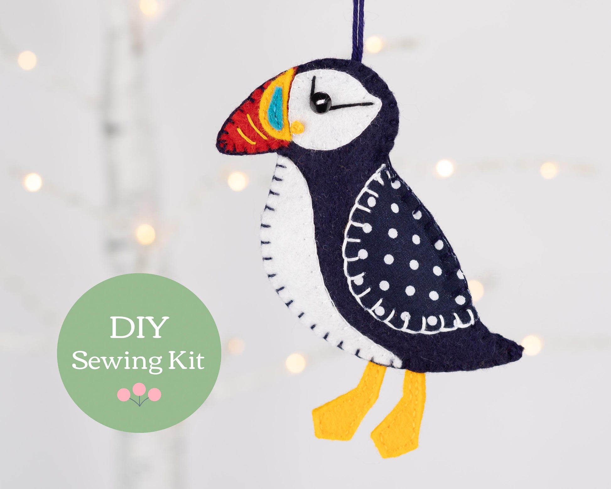 Puffin felt ornament sewing kit