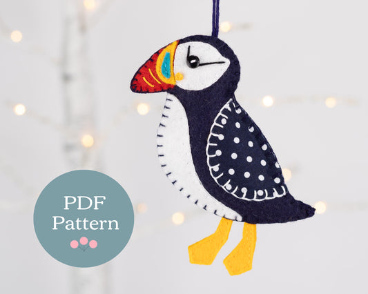 Puffin Ornament Felt Sewing Pattern