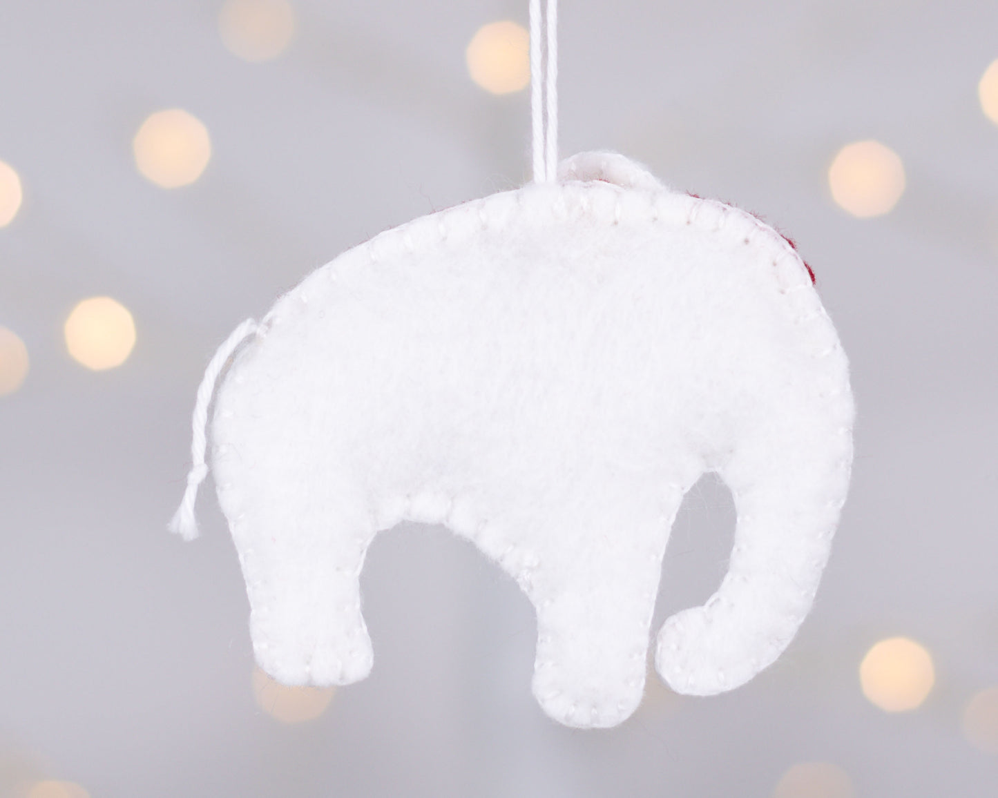 White Elephant Felt Christmas Ornament